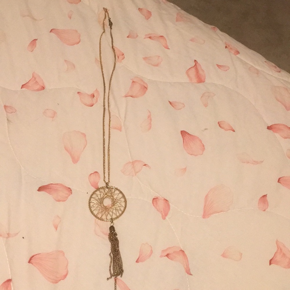 Long Gold Dream Catcher Necklace